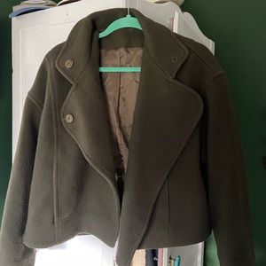 & other stories crop forest green wool coat